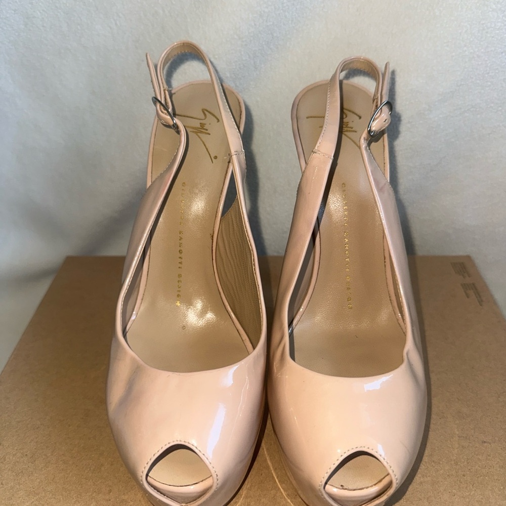 Giuseppe Zanotti Elegant Nude Peep-Toe Slingback Heels